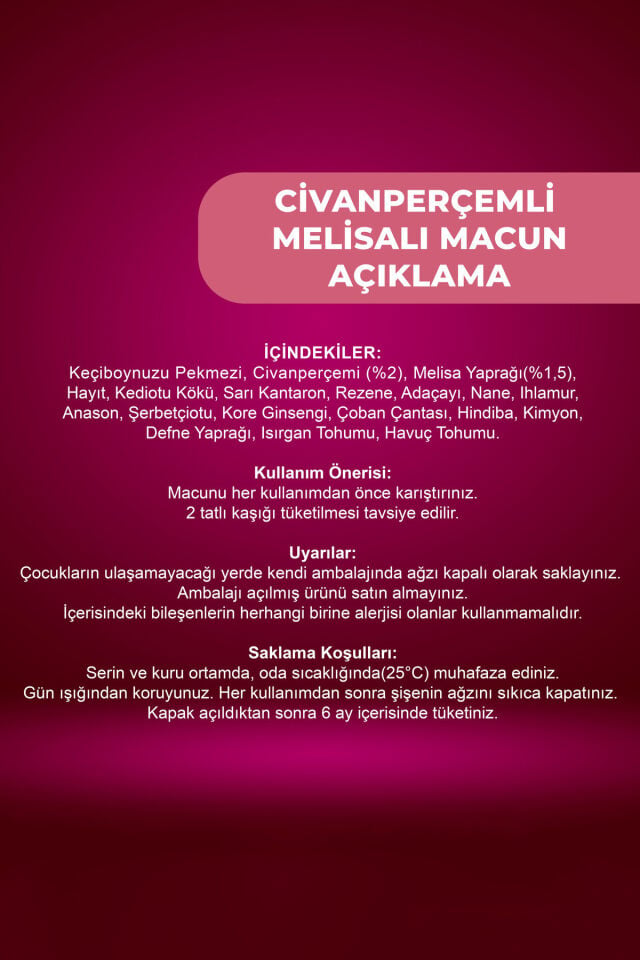 VHP CİVAN PERÇEMLİ VE MELİSALI MACUN 230 GR