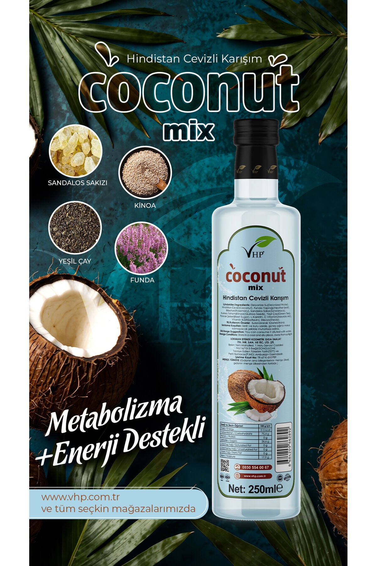VHP COCONUT MIX HİNDİSTAN CEVİZLİ KARIŞIM 250 ML