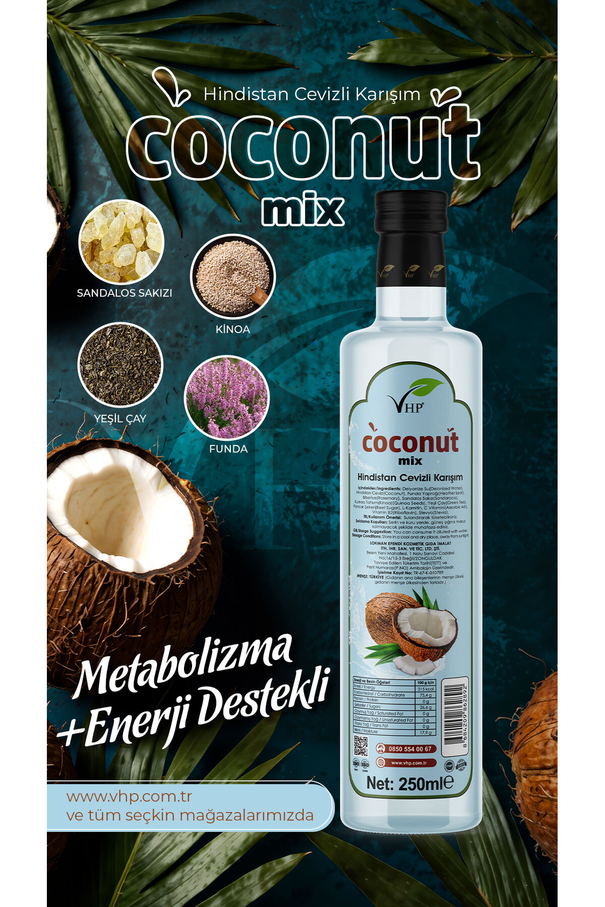 VHP COCONUT MIX HİNDİSTAN CEVİZLİ KARIŞIM 250 ML