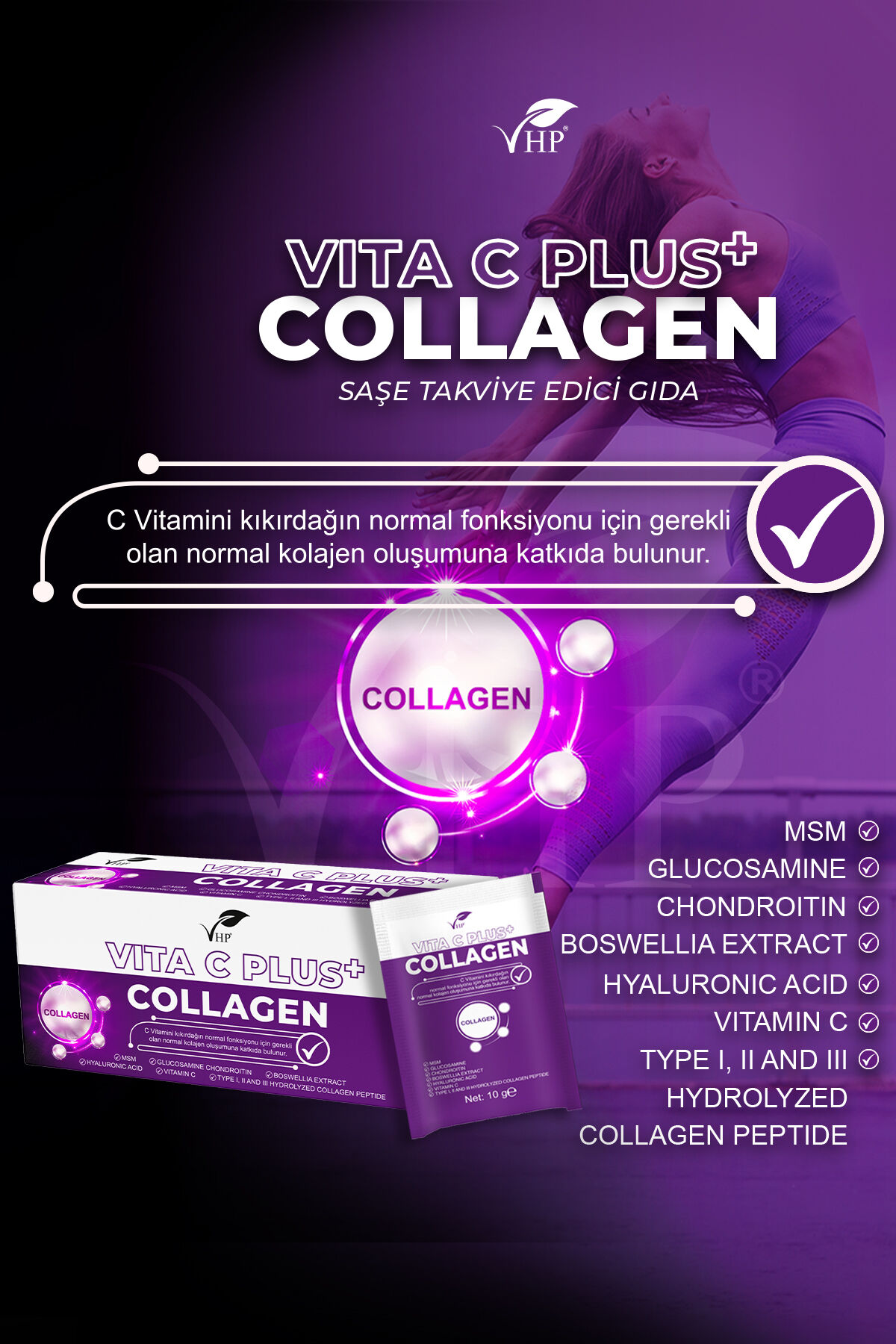 VHP COLLAGEN VITA C PLUS TAKVİYE EDİCİ GIDA 300 G