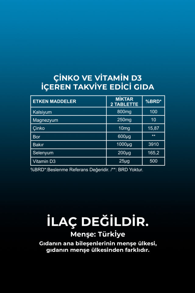 VHP ÇİNKO VE VİTAMİN D3 60 TABLET