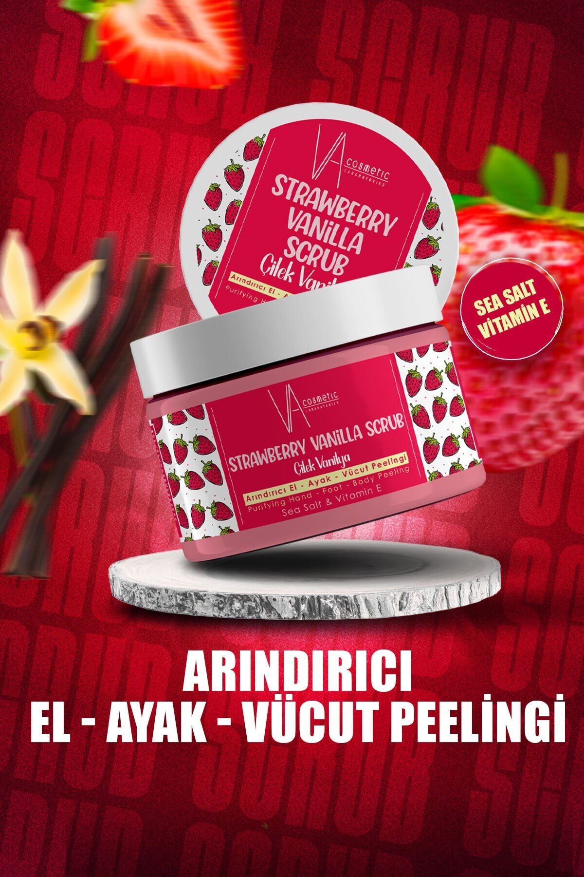 SCRUB ÇİLEK VANİLYA EL AYAK VÜCUT PEELİNG 300 ML